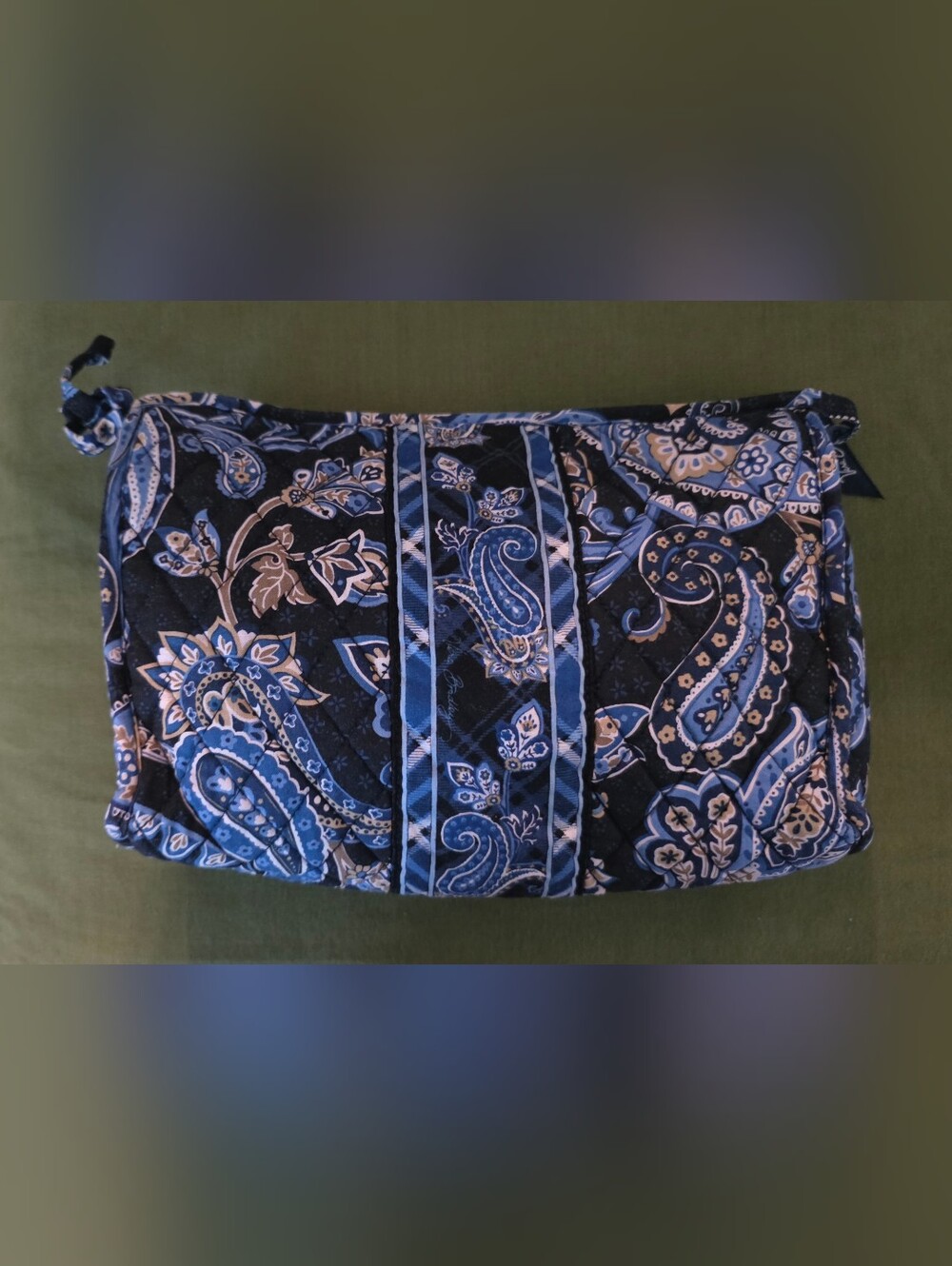 Vera Bradley Navy and Light Blue Paisley Quilted Cosmetic Pouch